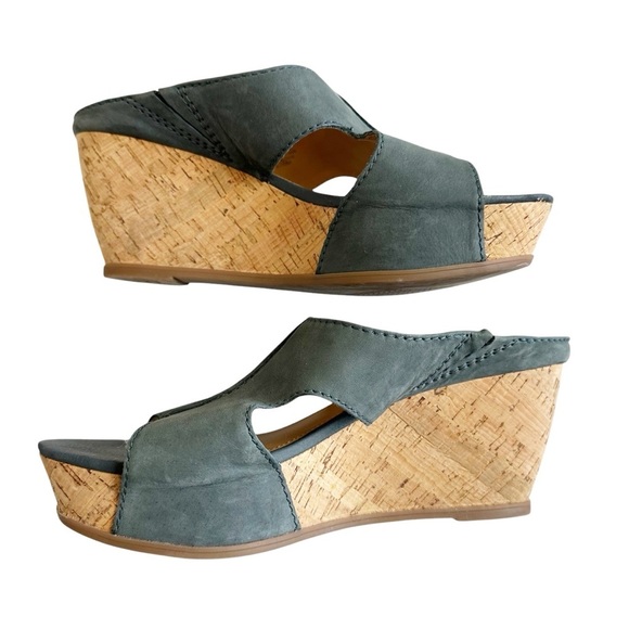 Franco Sarto Artist’s Collection Fiora Cork Wedge Sandals Open Toe Blue Size 8.5 - Picture 4 of 9